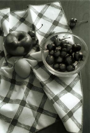 Cherries in Bowl w/ Apple & Egg
